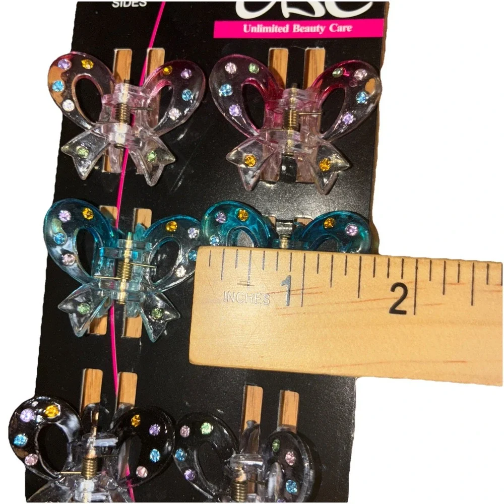 UBC‎ Girls Hair Claw Clip Bows Rhinestones Pink Blue Black 1.5